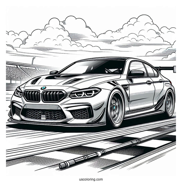 BMW Coloring Page M6 GT3 On Race Track