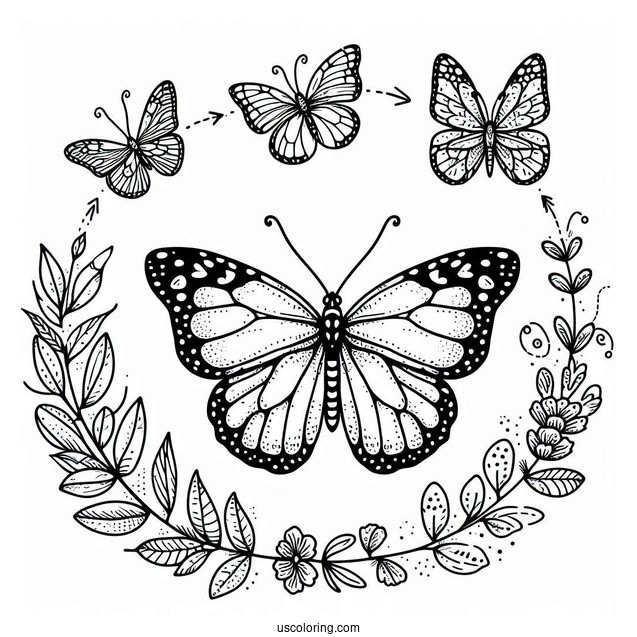 Comprehensive Butterfly Coloring Page Life Cycle