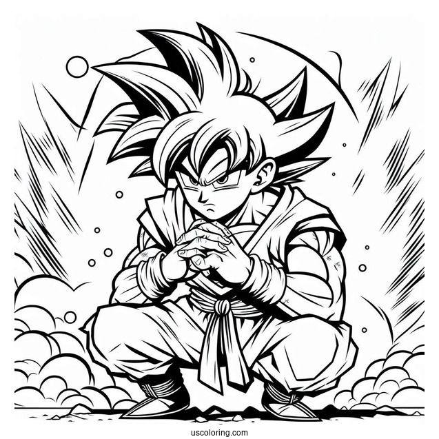 Super Saiyan Goku Coloring Page For Kids