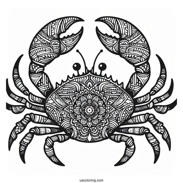 Intricate Crab Coloring Page Mandala