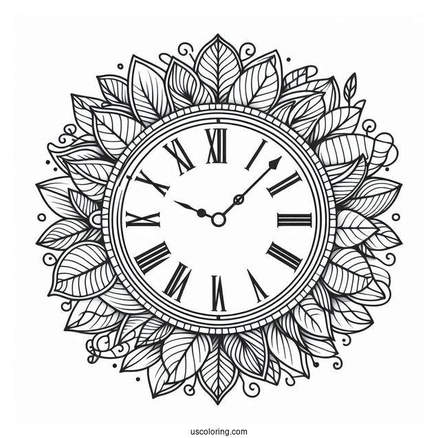 Easy To Color Outline Of a Clock Face
