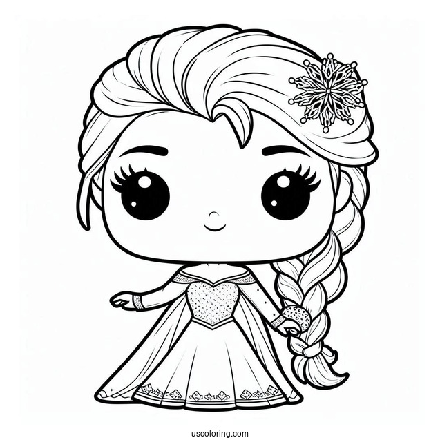 Cute Elsa Funko Pop Coloring For Preschoolers