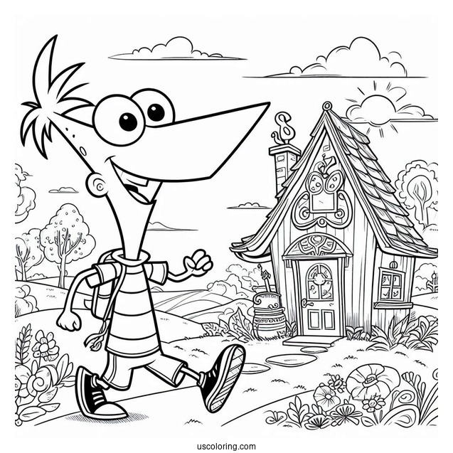 Simple Phineas And Ferb Coloring Page