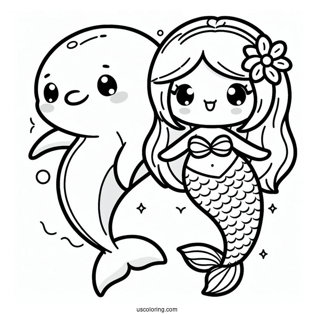 Kawaii Dolphin And Mermaid Picture
