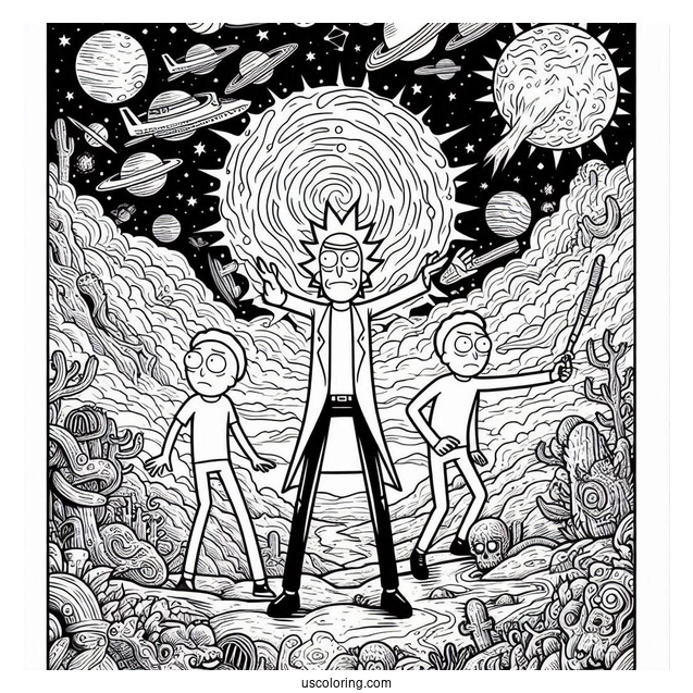 Rick And Morty Poster Art With Logo To Color