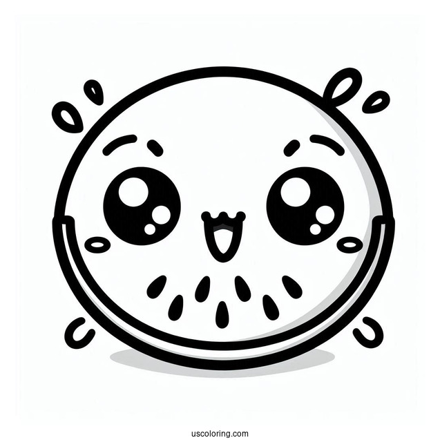 Cute Kawaii Watermelon Coloring For Preschoolers