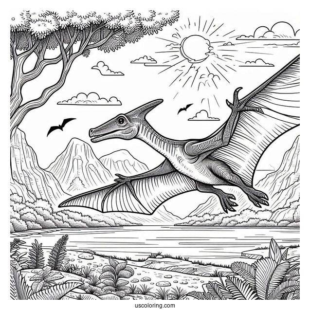 Large Pterodactyl Coloring Page Under The Sun