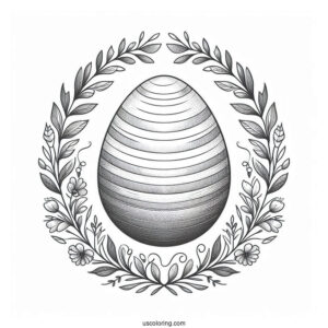 Ethereal Easter Coloring Page Of Egg With Laurel Wreath