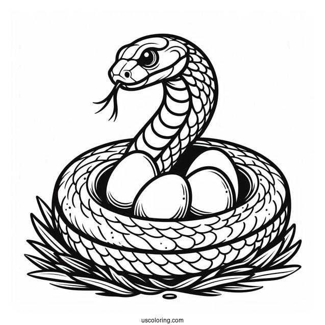 Mother Snake Protecting Eggs