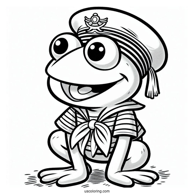 Muppets Coloring Page Of Cute Kermit The Frog In Sailor Uniform