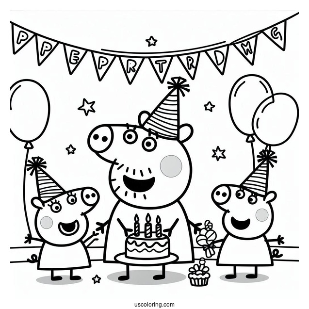 Peppa Pig With Friends At Birthday Party