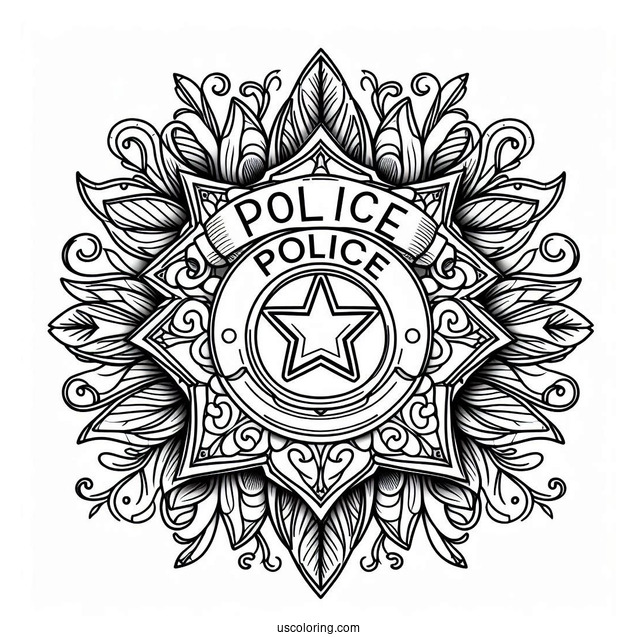 Police Badge Coloring Page