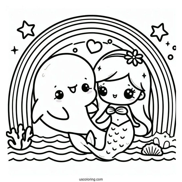 Kawaii Dolphin And Mermaid Picture