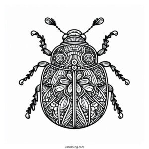 Flower Beetle Coloring Page Mandala