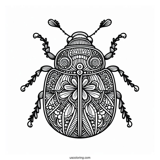 Flower Beetle Coloring Page Mandala