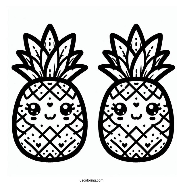 Kawaii Pineapple Coloring Page
