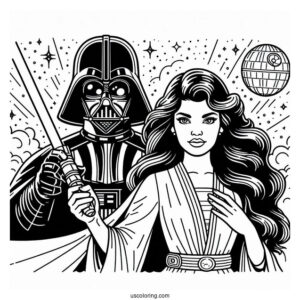 Easy Darth Vader Coloring Page For Kids