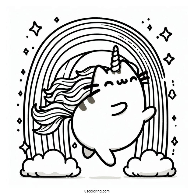 Unicorn Pusheen Cat Jumping Over Rainbow