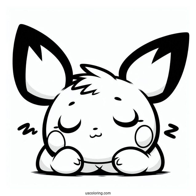 Pichu Coloring Page Sweet Sleeping Face Pokemon Card