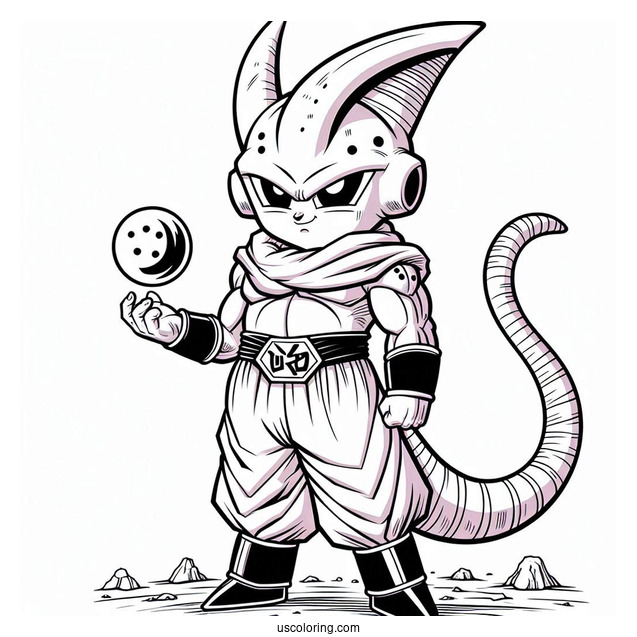 Dragon Ball Z Coloring Page Of Detailed Majin Buu Standing Proud