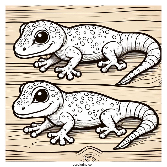Gecko Lizard Coloring Page On Wood Coloring Page