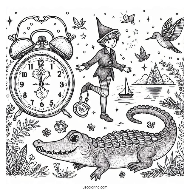 Coloring Sheet Of Tick-Tock the Crocodile