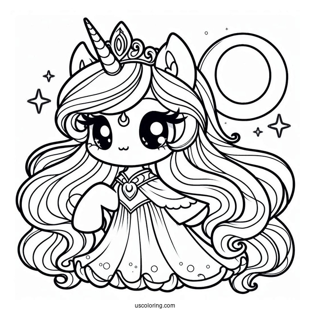 Kawaii Chibi Princess Luna Coloring Page For Preschoolers