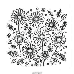 Flower Coloring Pages Of Simple Outline Of Daisies For Preschoolers