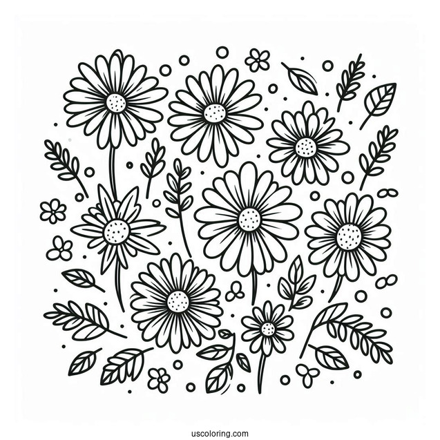 Flower Coloring Pages Of Simple Outline Of Daisies For Preschoolers