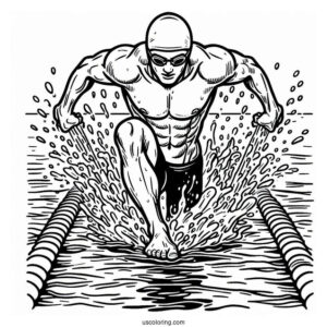 Olympics Coloring Page Of Swimmer Inside The Pool