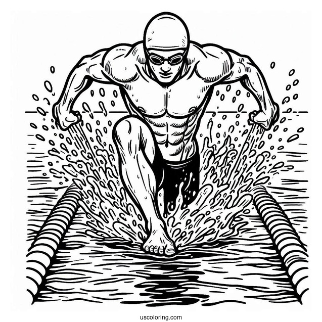 Olympics Coloring Page Of Swimmer Inside The Pool