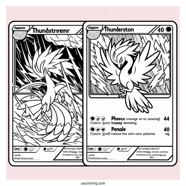 Easy Zapdos Thunderstorm Pokemon Card Coloring Sheet For Kids