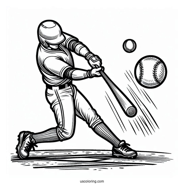 Baseball Batter Hitting a Home Run To Color