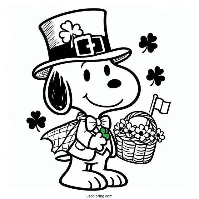 Snoopy Themed St Patrick_s Day Coloring Sheet