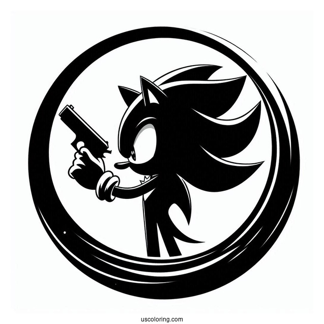 Shadow Coloring Page Of Holding Gun While Inside Ring