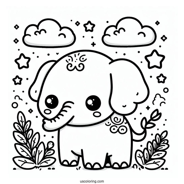 Kawaii Elephant With Little Trunk