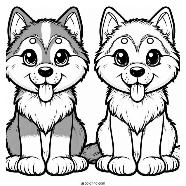 Husky Puppy With Tongue Out Coloring Page