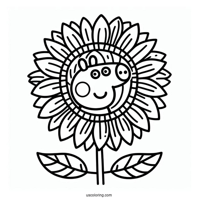 Peppa Pig Sunflower Coloring Page