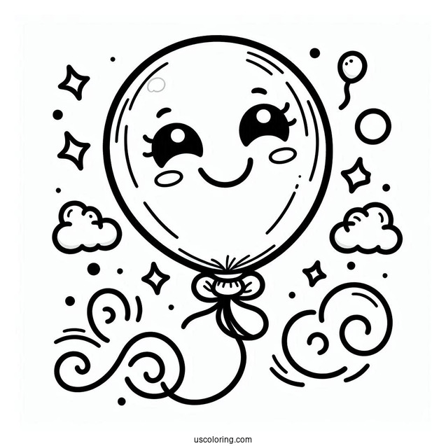 Smiley Face Balloon Coloring Page
