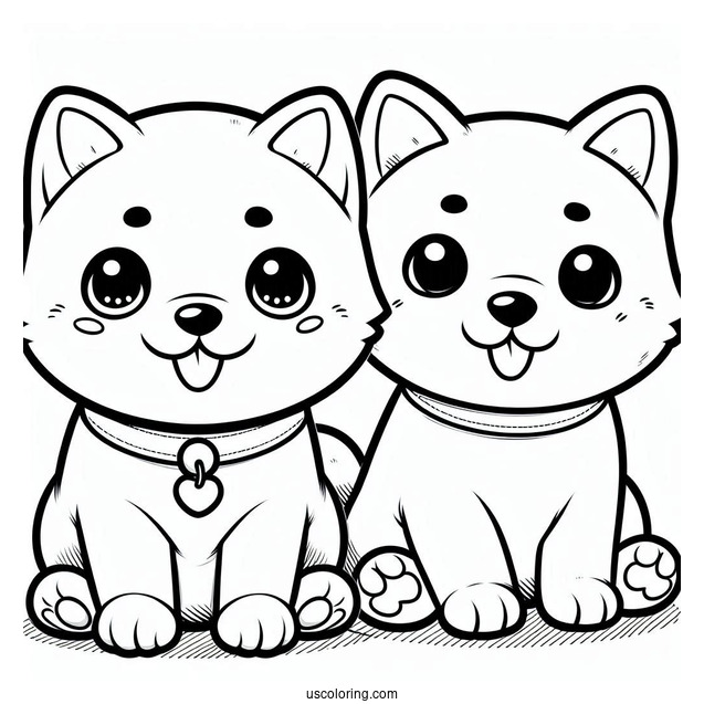 Cute Shiba Inu Puppy Smiling Coloring In