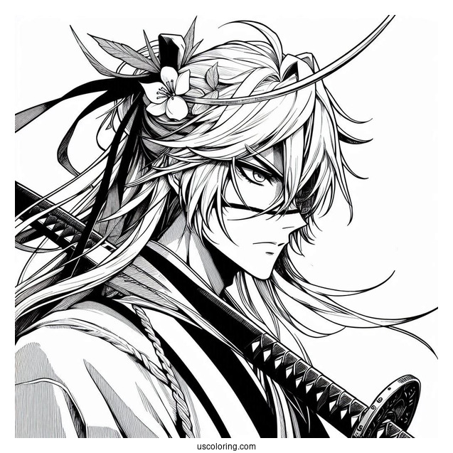 Manga Coloring Page Of The Elusive Samurai