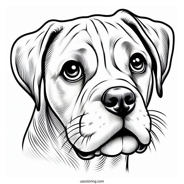Close Up Of Dog Face Coloring Sheet