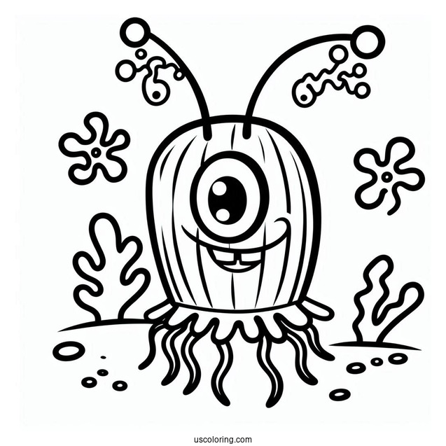 Plankton From SpongeBob SquarePants To Color