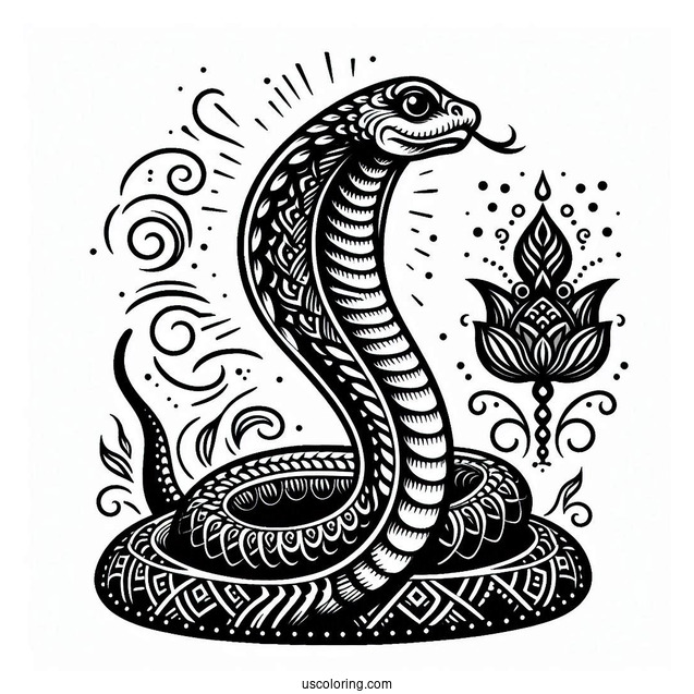 Indian Cobra Snake To Color In