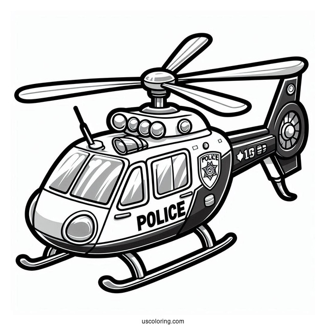 Police Helicopter Coloring Page For Kids