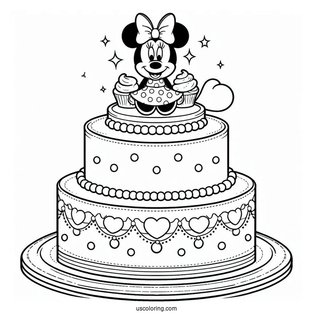 Three-Tier Cake With Minnie Mouse Topper