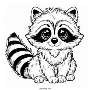Furry Raccoon Coloring Page For Kids