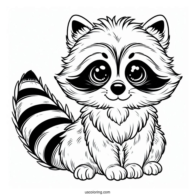 Furry Raccoon Coloring Page For Kids