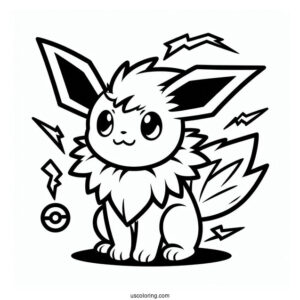 Easy Jolteon Coloring Page Outline For Kids