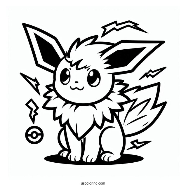 Easy Jolteon Coloring Page Outline For Kids